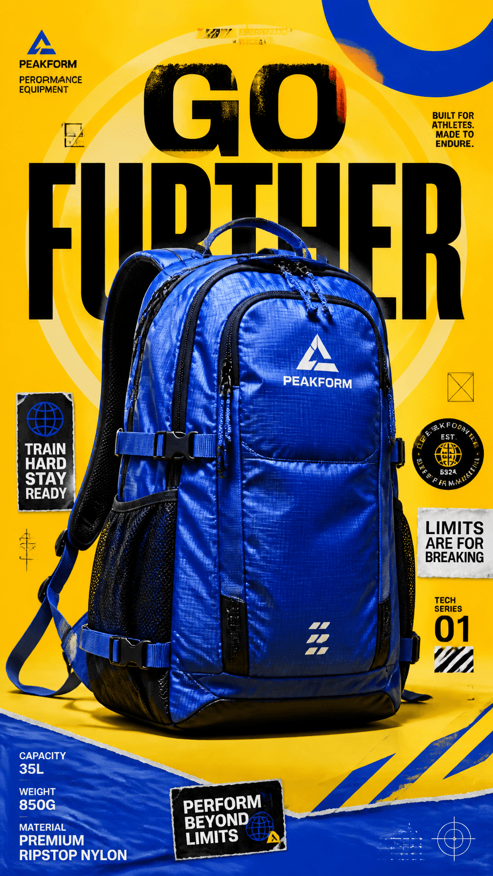 A premium 9:16 athletic accessories advertising poster.Centr