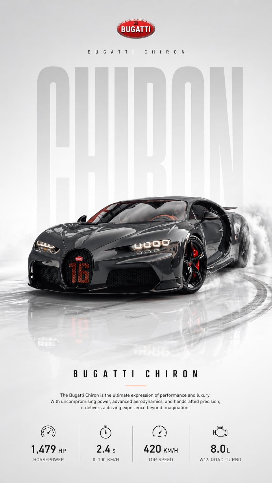 Ultra-clean automotive poster featuring the exact same car a