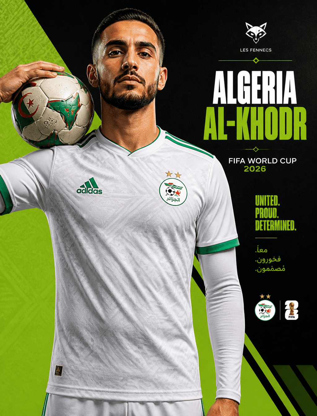 A professional male soccer player representing Algeria (Les
