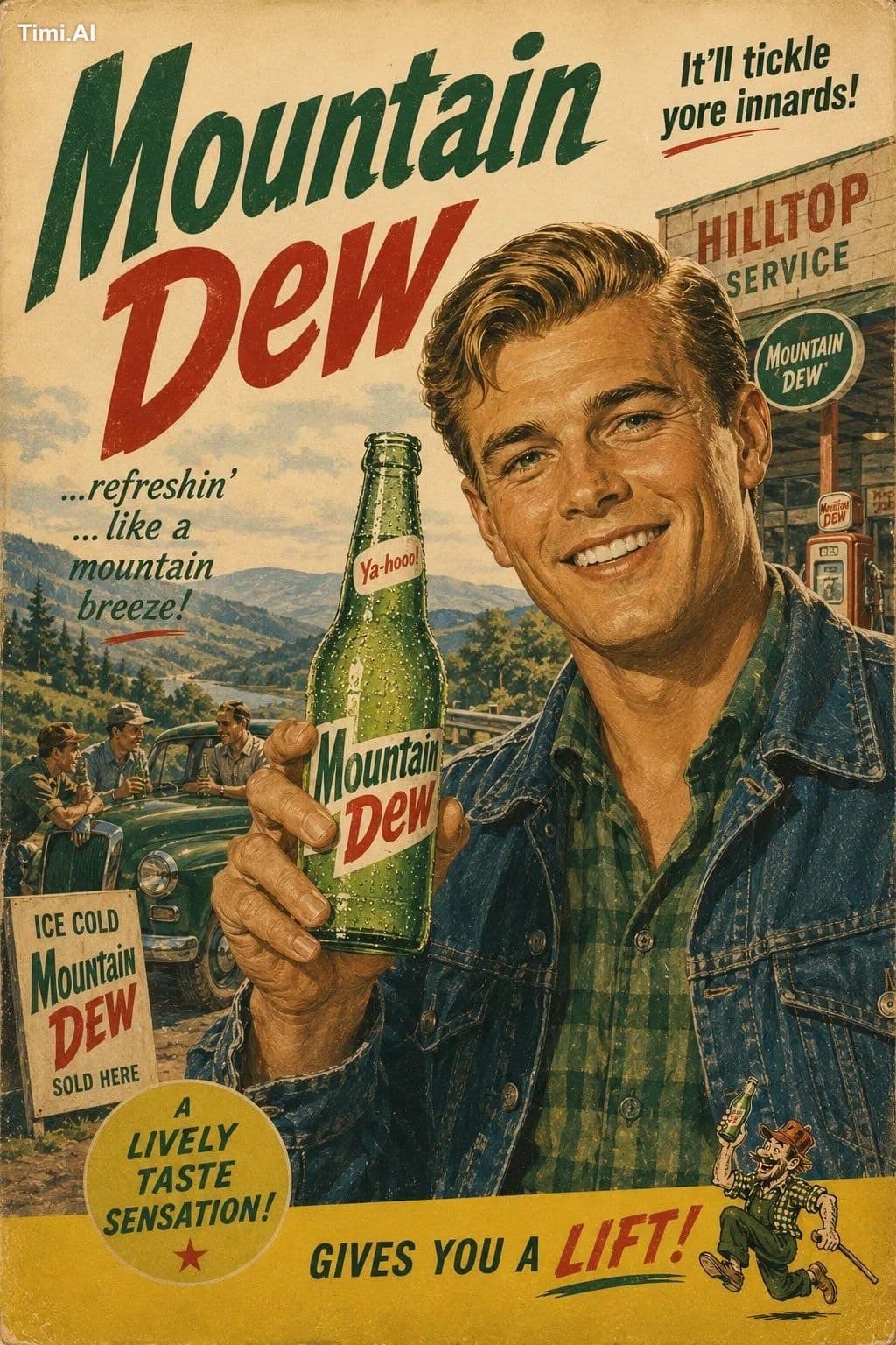 Authentic 1960s American advertising poster for [BREW], vint