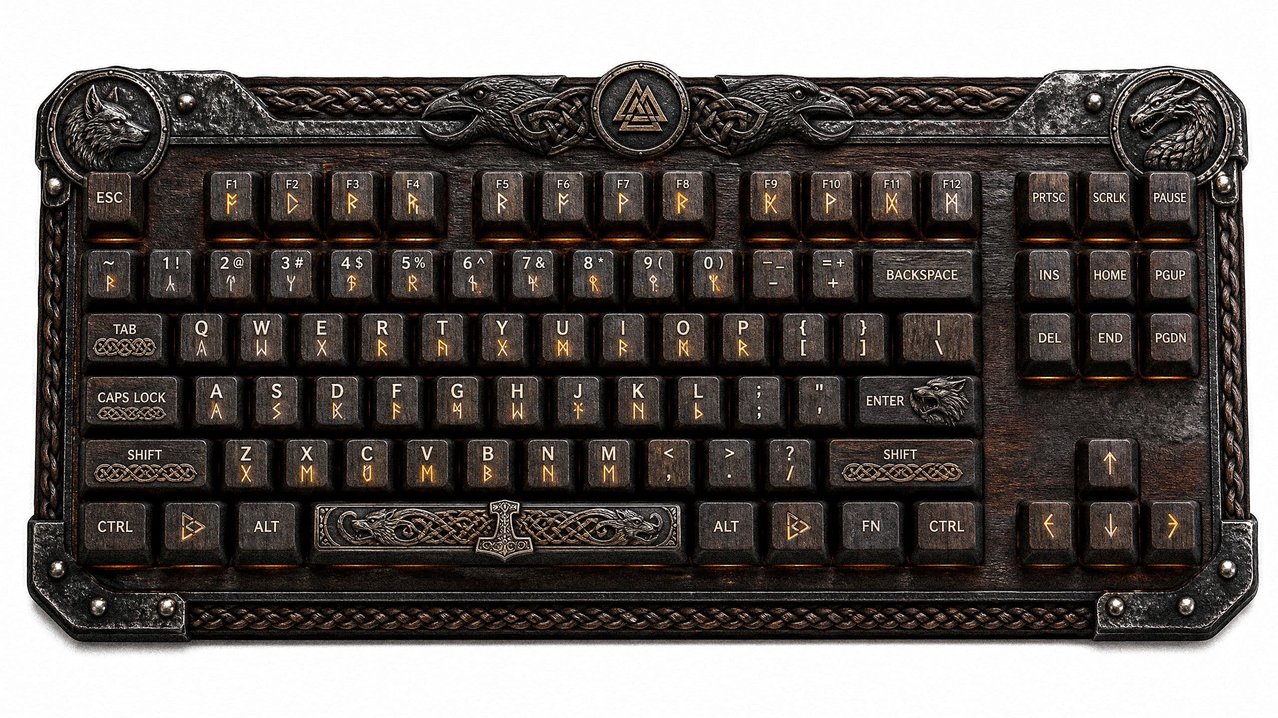 Top-down flat lay view of a modern computer QWERTY keyboard