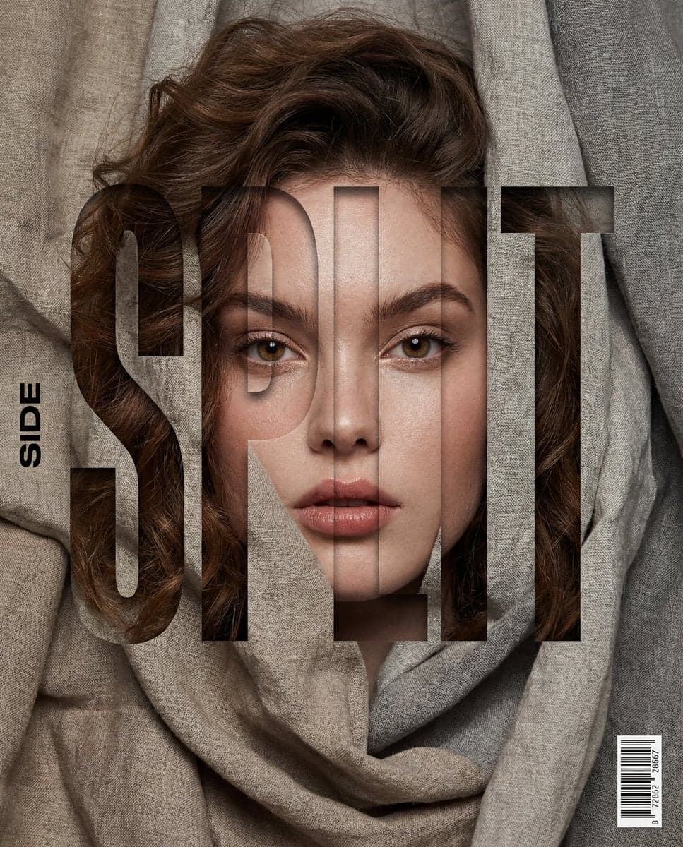 Vertical editorial poster portrait of [Character] with [Hair