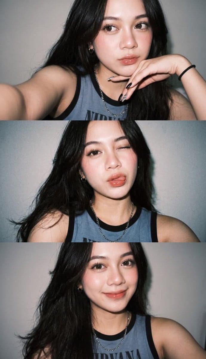 Ultra-realistic Gen Z selfie photo collage, three vertical s