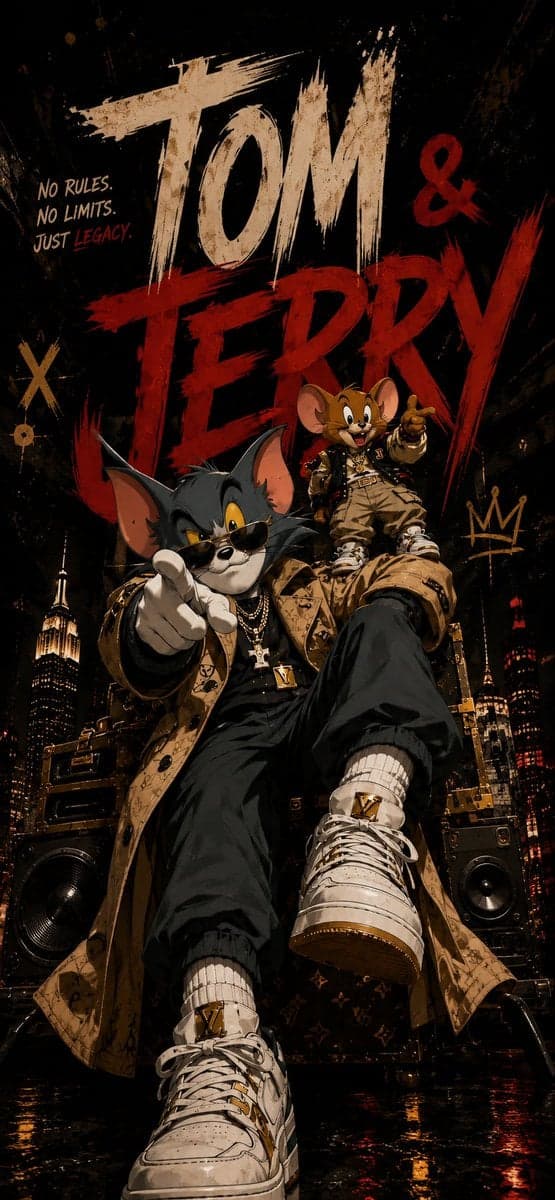 Tom and Jerry,
luxury editorial magazine cover,
streetwear f