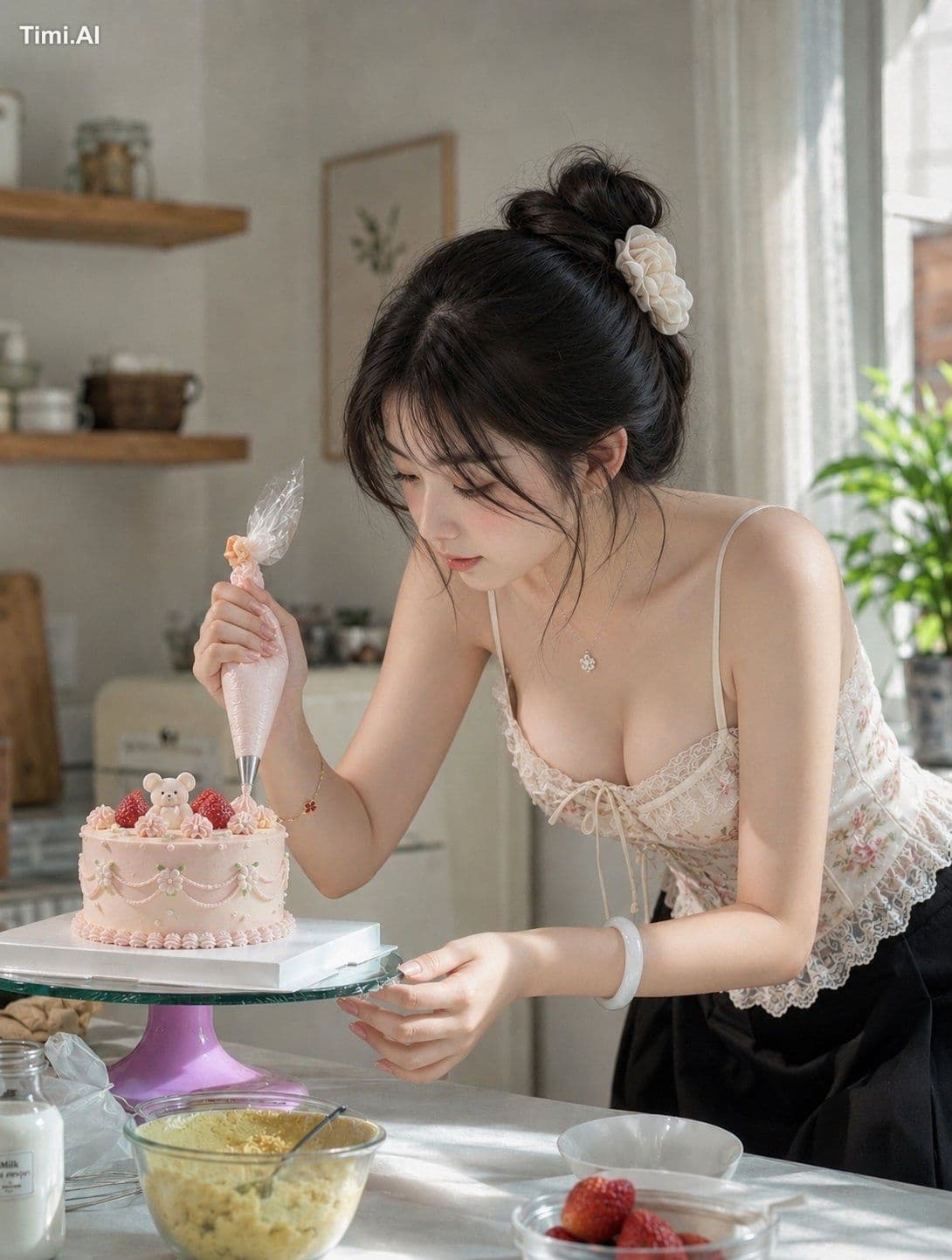 甘い香りに包まれる、仕上げのひととき 🎂🍓🧸✨
#AIart #AI写真 #ケーキ作り
【GPT Image2