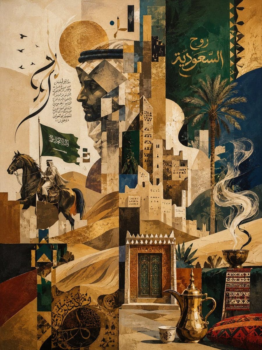 Saudi abstract illustration, contemporary Saudi art, abstrac