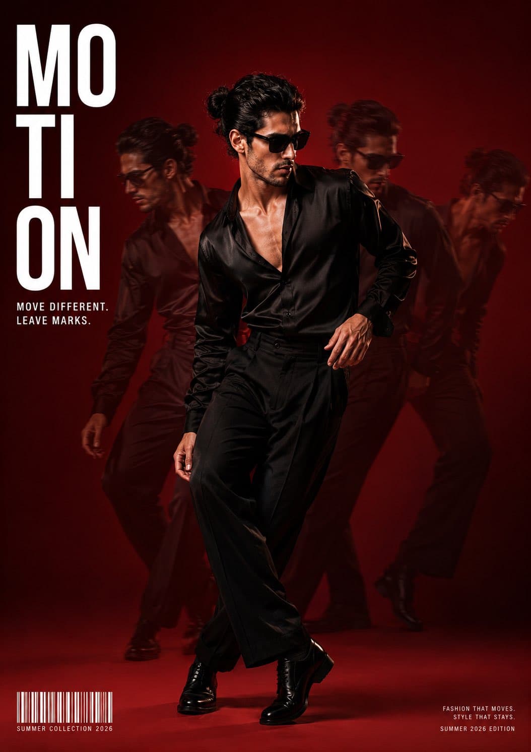 Create a high-end fashion editorial magazine cover using the