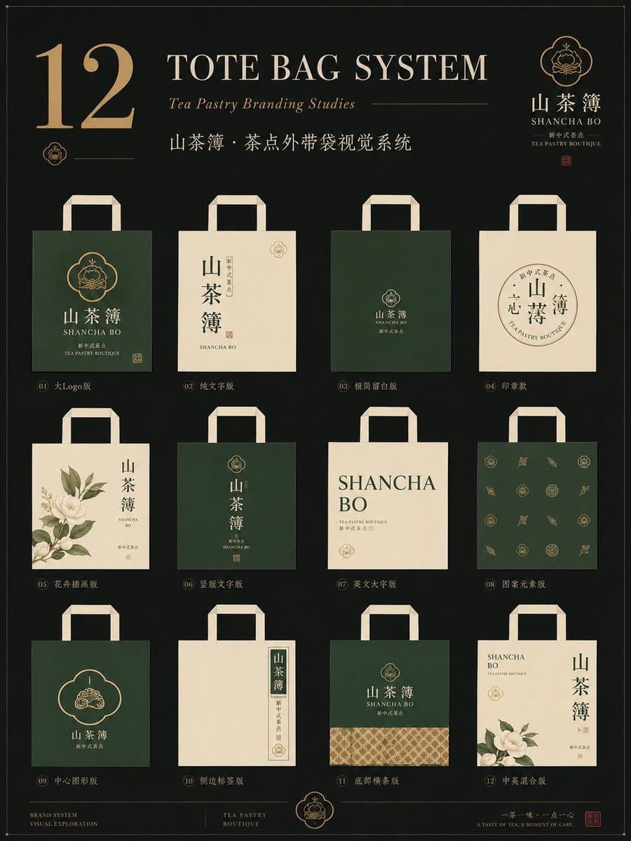 生成一张竖版 3:4 餐饮品牌手提袋包装视觉系统提案图。

品牌类型：[品牌类型]
中文品牌名：[中文品牌名]
英文品牌
