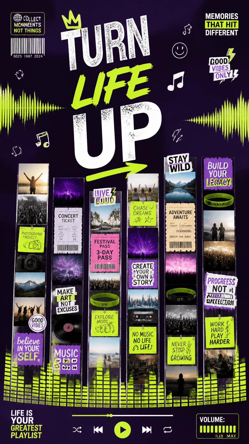 A premium 9:16 youth-culture advertising poster.Main Subject