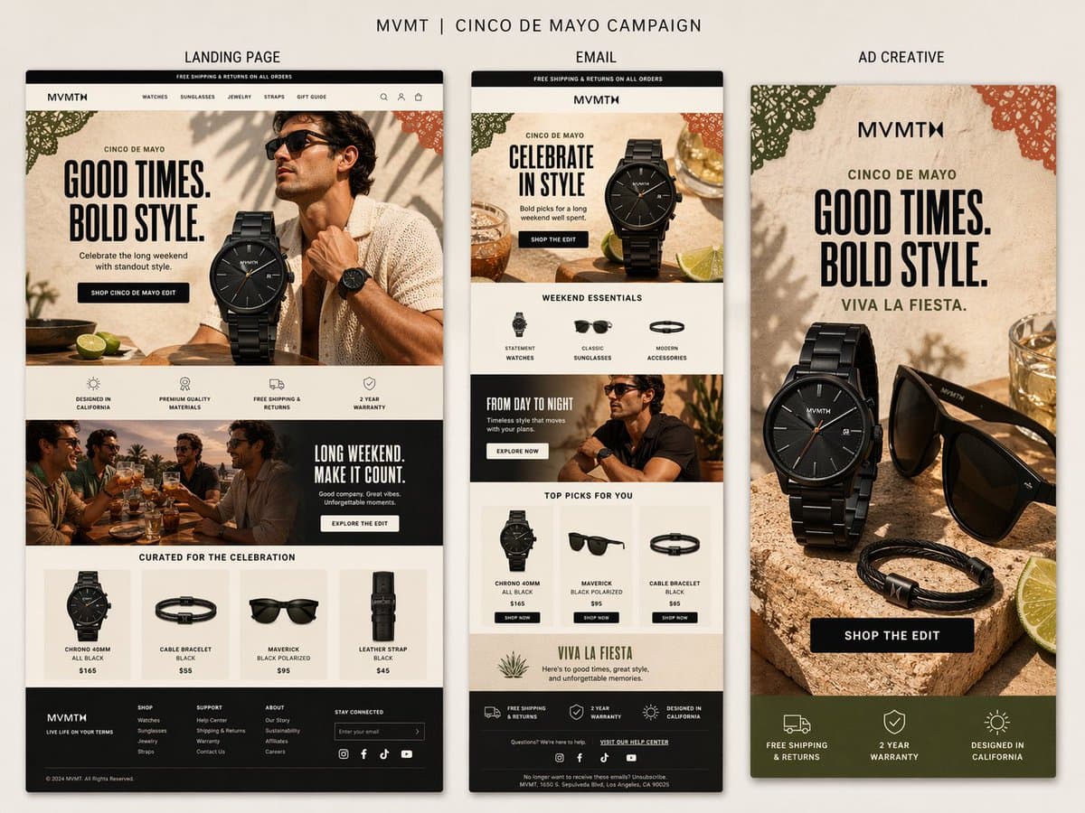 Create a premium presentation-style campaign board for MVMT’