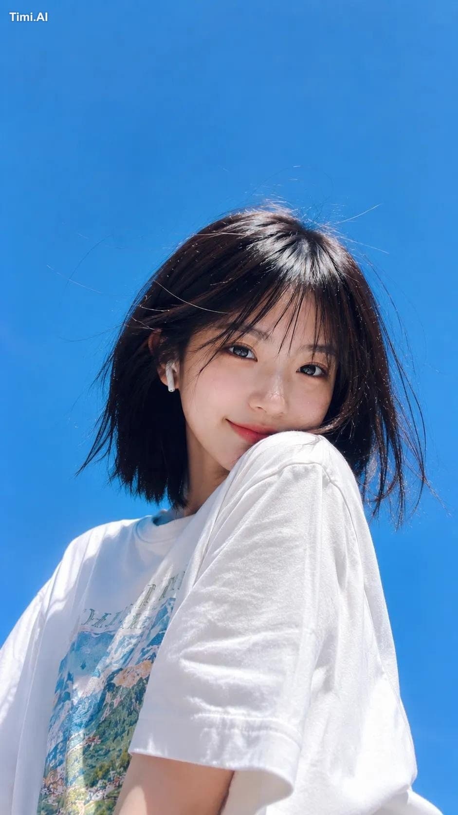 Ultra-realistic lifestyle portrait of a cheerful young woman