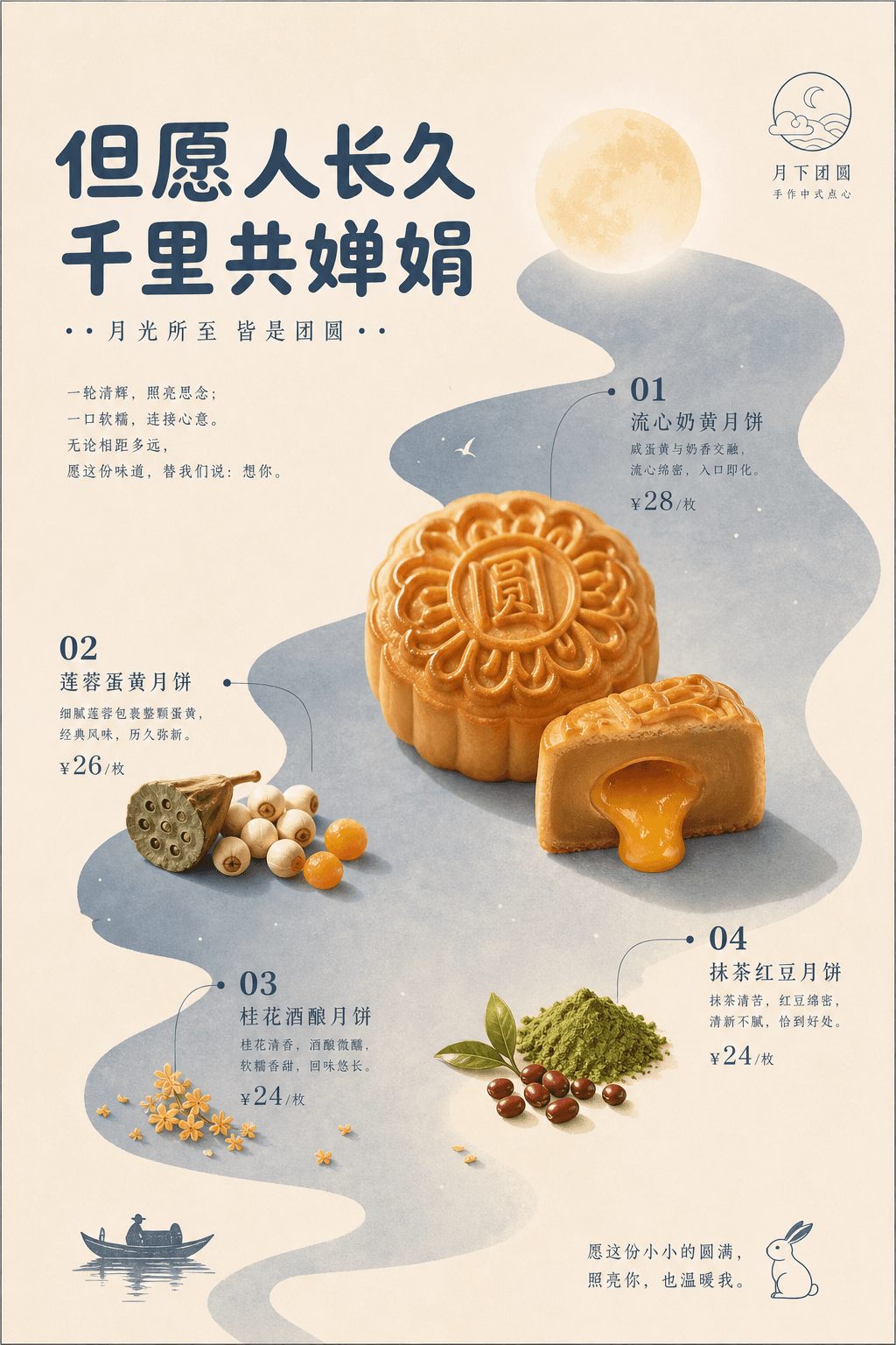 围绕具体主题内容生成一张竖版高质量印刷视觉,整体像克制而亲切的品牌菜单页。画面先建立大面积温暖纸色底,保留宽松边距和可呼