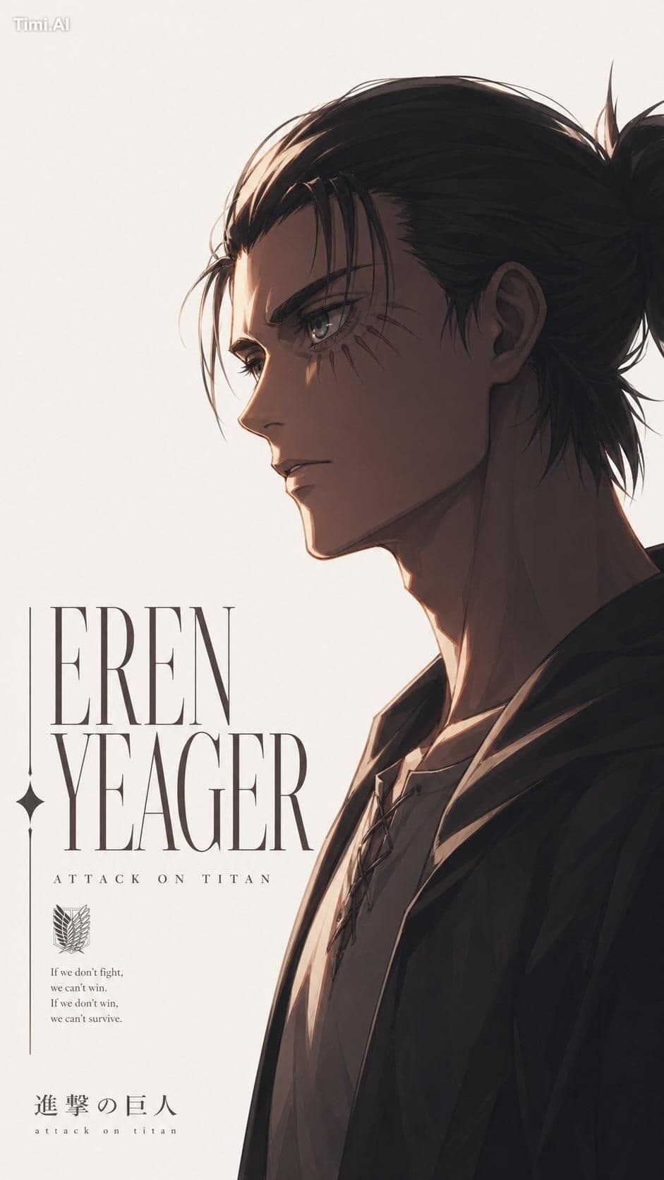 Eren Yeager from Attack on Titan, rendered in an American-st