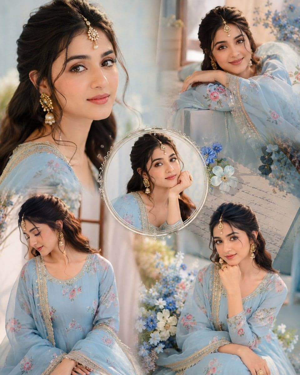 Create a dreamy aesthetic portrait collage of a beautiful yo