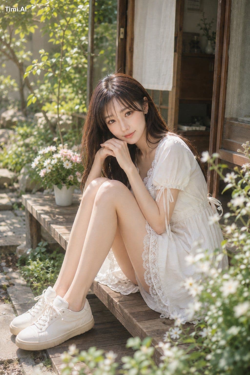 朝の光がやわらかい日は、少しだけゆっくり始めたくなる。
白いワンピースと花の影に包まれて🌼🤍✨🫧
#AIart
