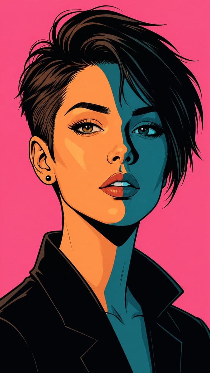 Create a high-quality vector pop art illustration of a beaut