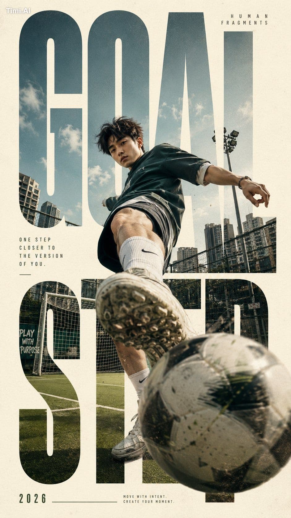 Create a 9:16 editorial poster in the HUMAN FRAGMENTS visual