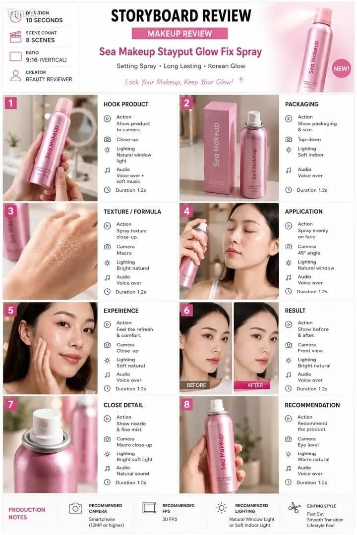 Create a 10-second ultra-realistic vertical (9:16) beauty pr