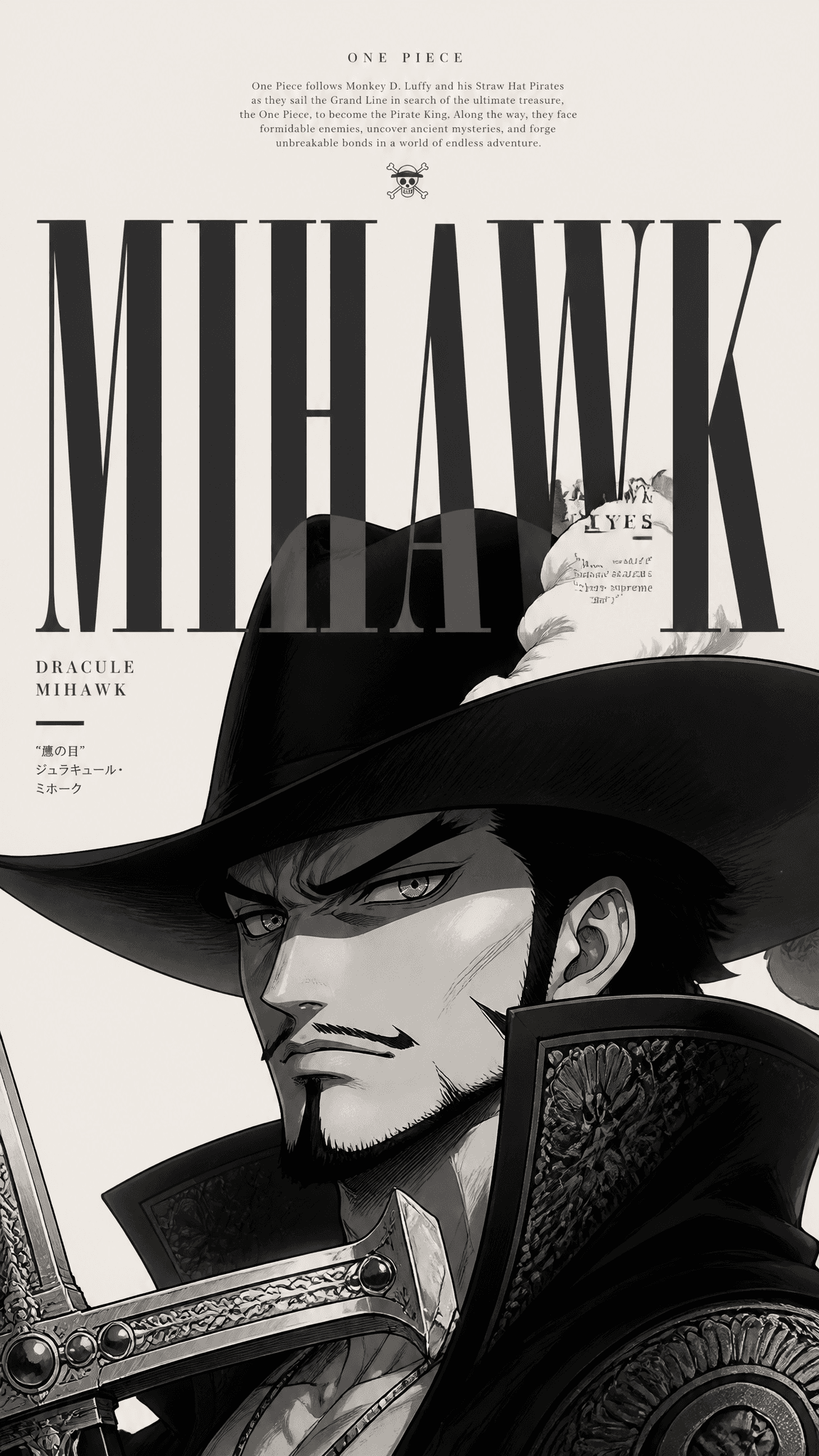 Minimalist editorial poster design featuring **[character na