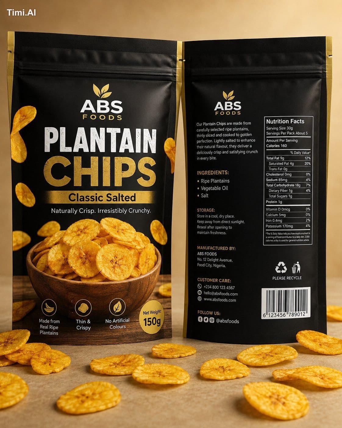 Create a premium, photorealistic stand-up pouch packaging de