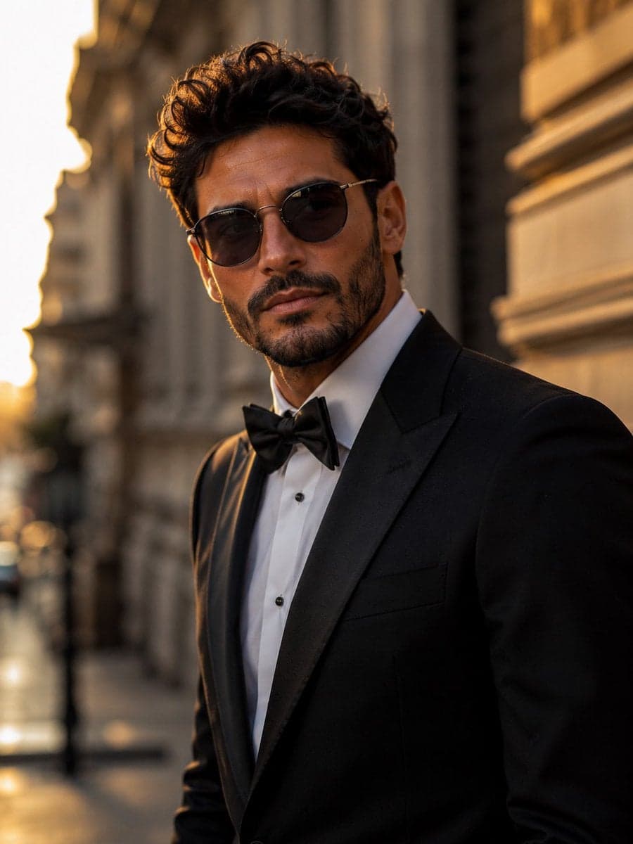Ultra-realistic cinematic portrait of a stylish young man st