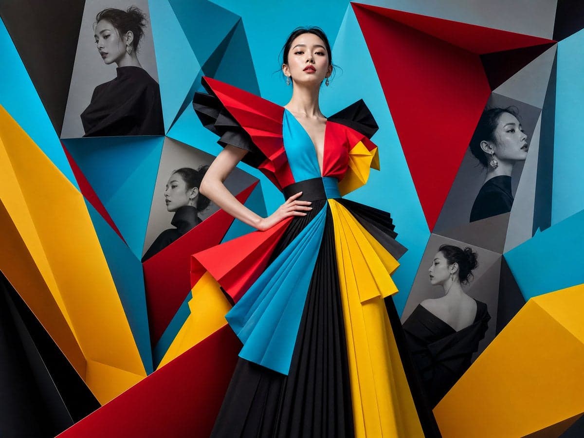 Hyper-detailed 1:1 square composition featuring High-fashion