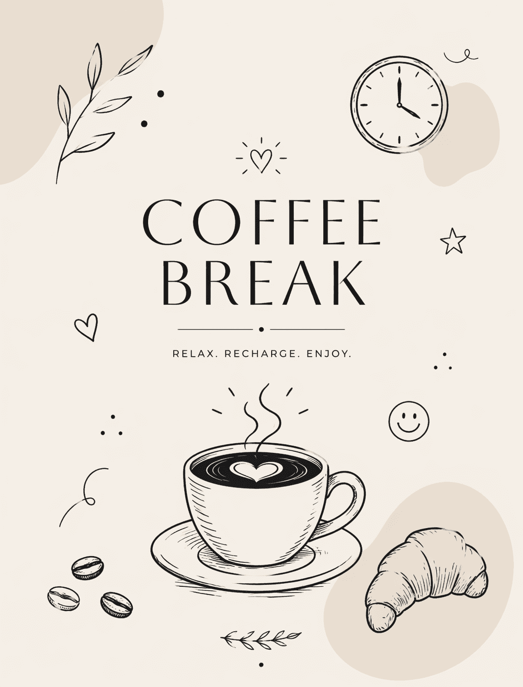 Minimal doodle-style poster for "Coffee Break" — clean and m
