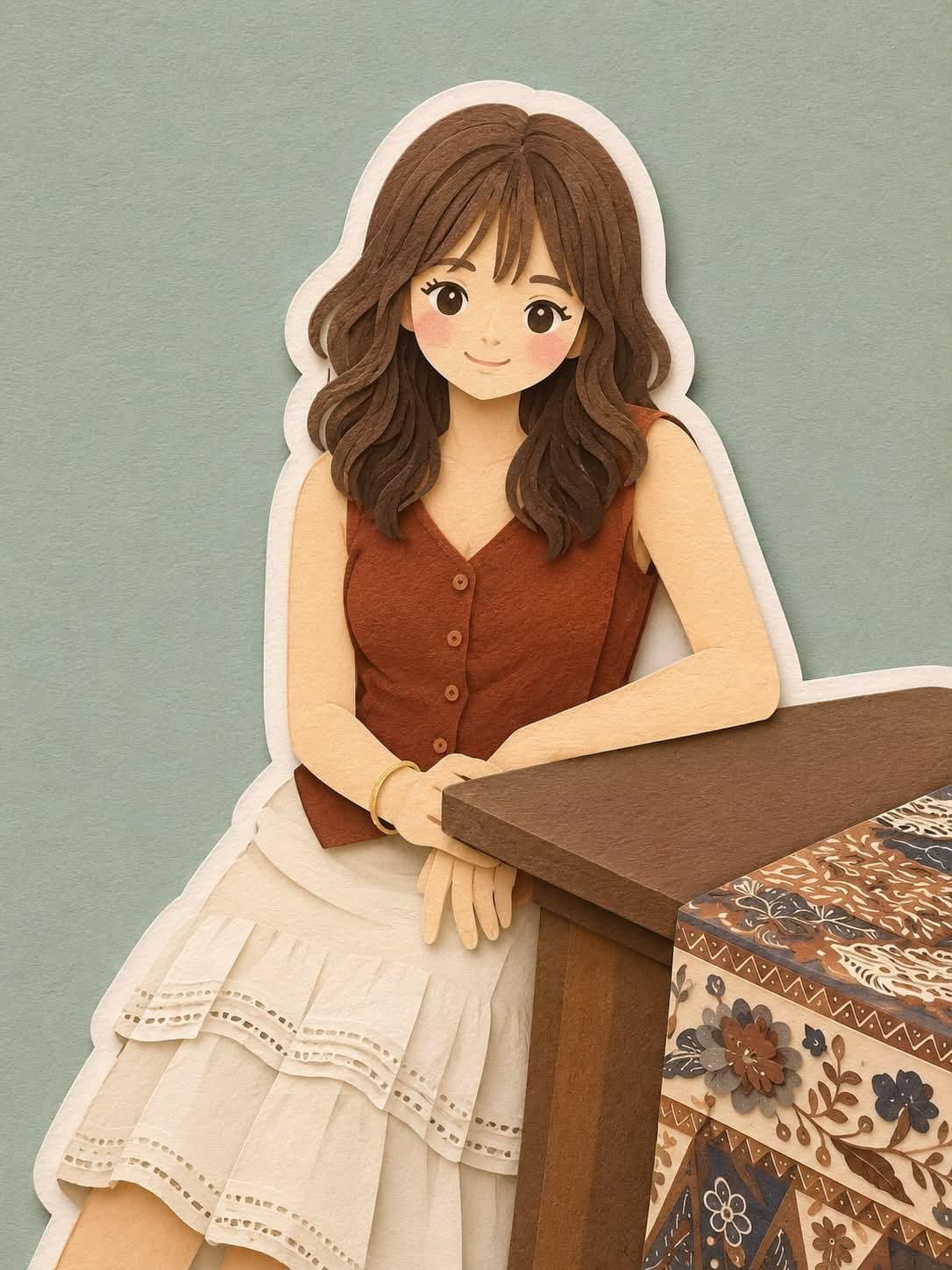 Convert this image into a soft, handcrafted paper-cut layere