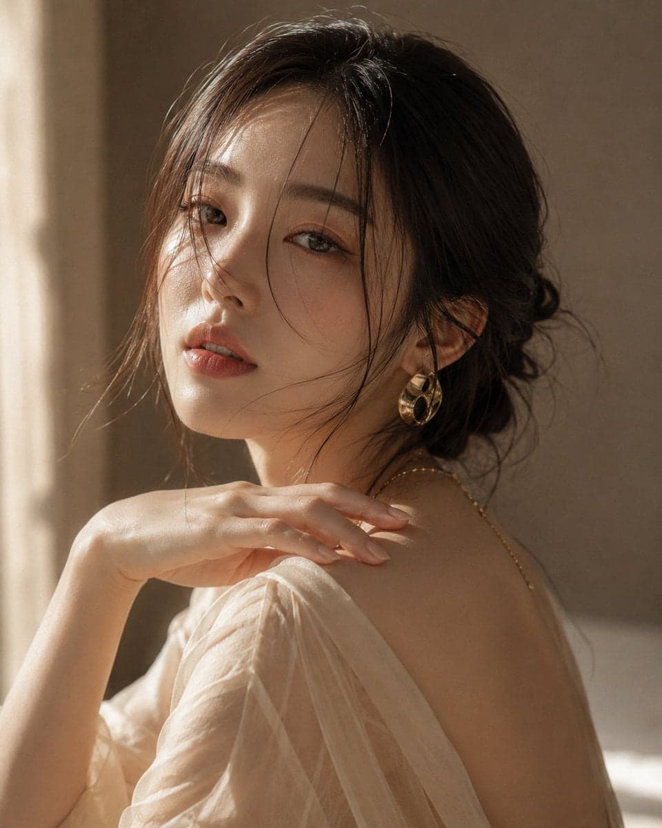 Ultra-realistic beauty portrait of a beautiful young Korean