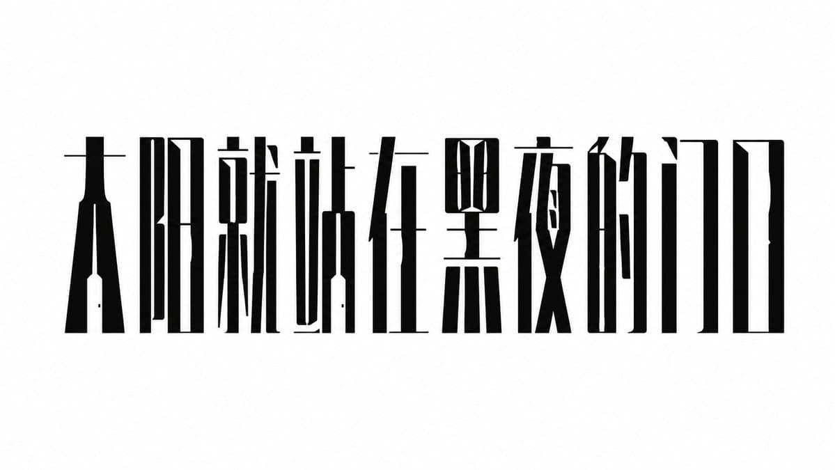 设计一组中文标题字体,风格特征:整体字形瘦长、冷峻、克制,强调竖向黑色主笔画,横画极细,笔画之间有设计性断裂与留白。每个