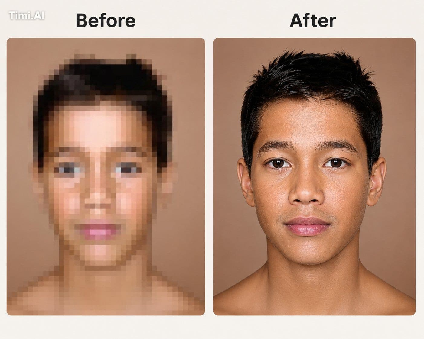 Use the uploaded low-resolution portrait as the primary refe