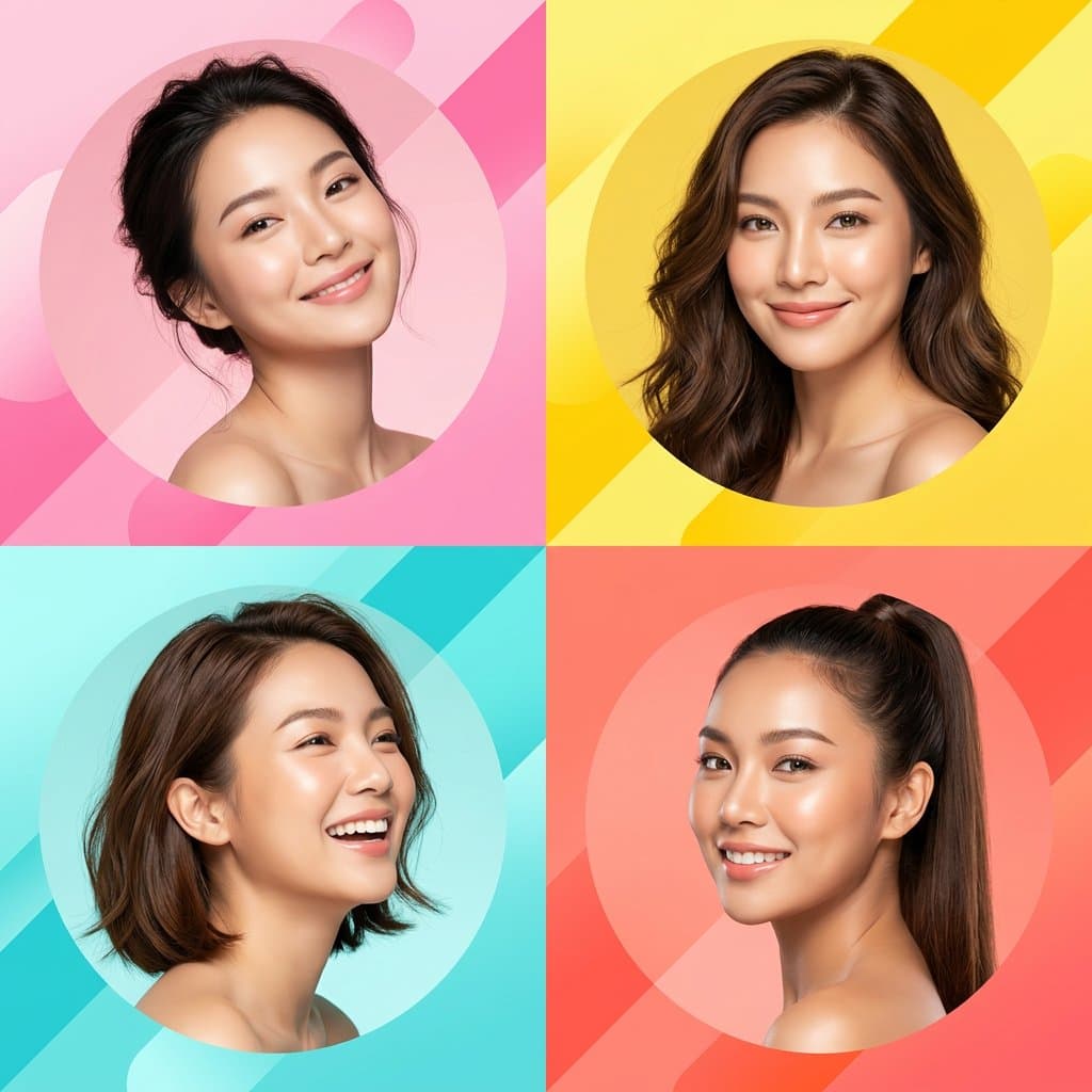 Ultra-modern high-end skincare advertising collage featuring