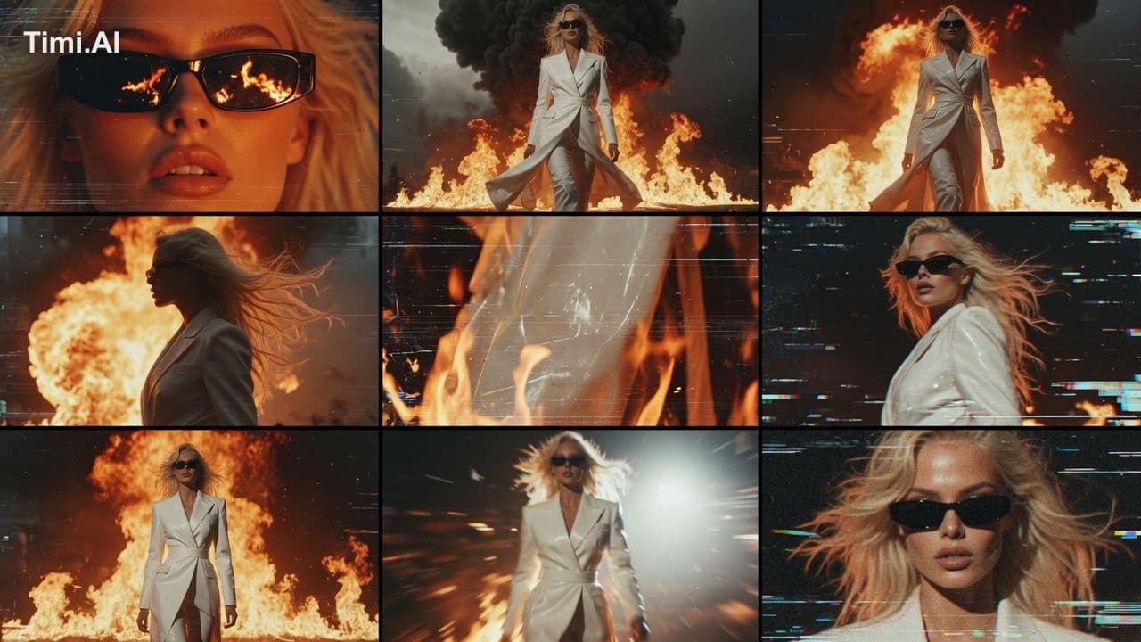 Create a high-fashion cinematic action sequence inspired by 