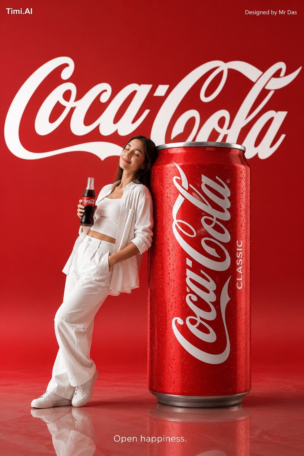 Minimalist commercial ad featuring an oversized Coca Cola ca