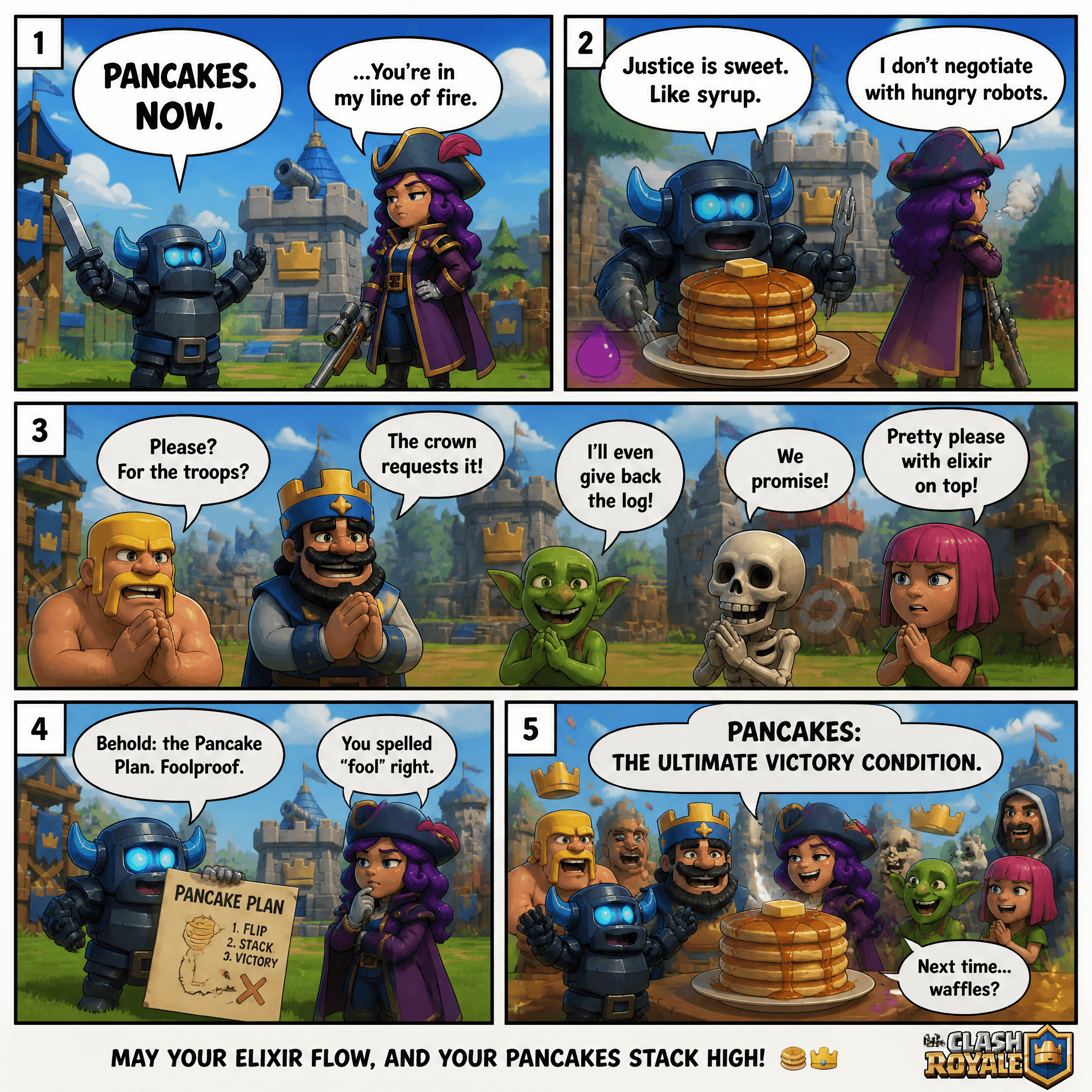 use character of game called clash Royale and create a humor