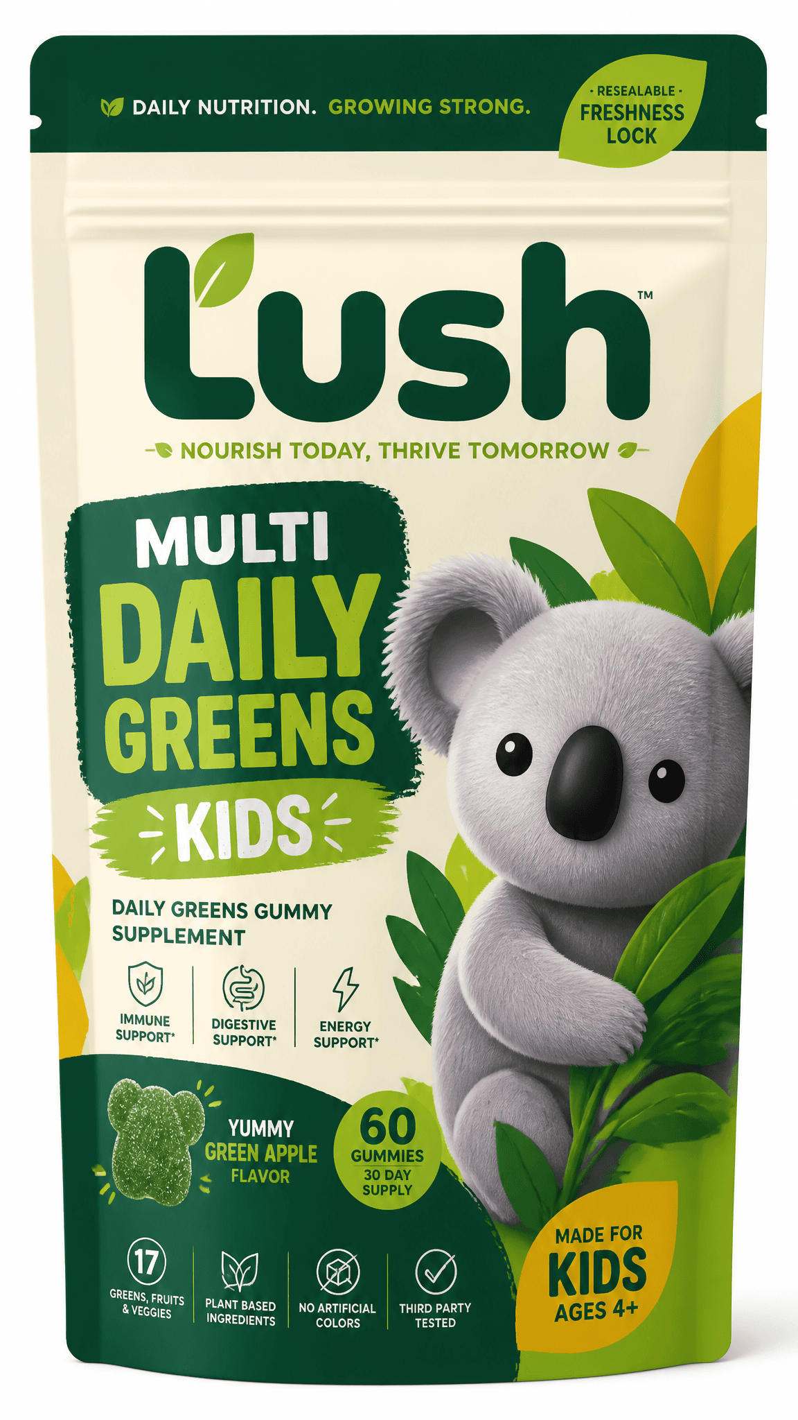 Create a distinctive packaging concept for a kids daily gree