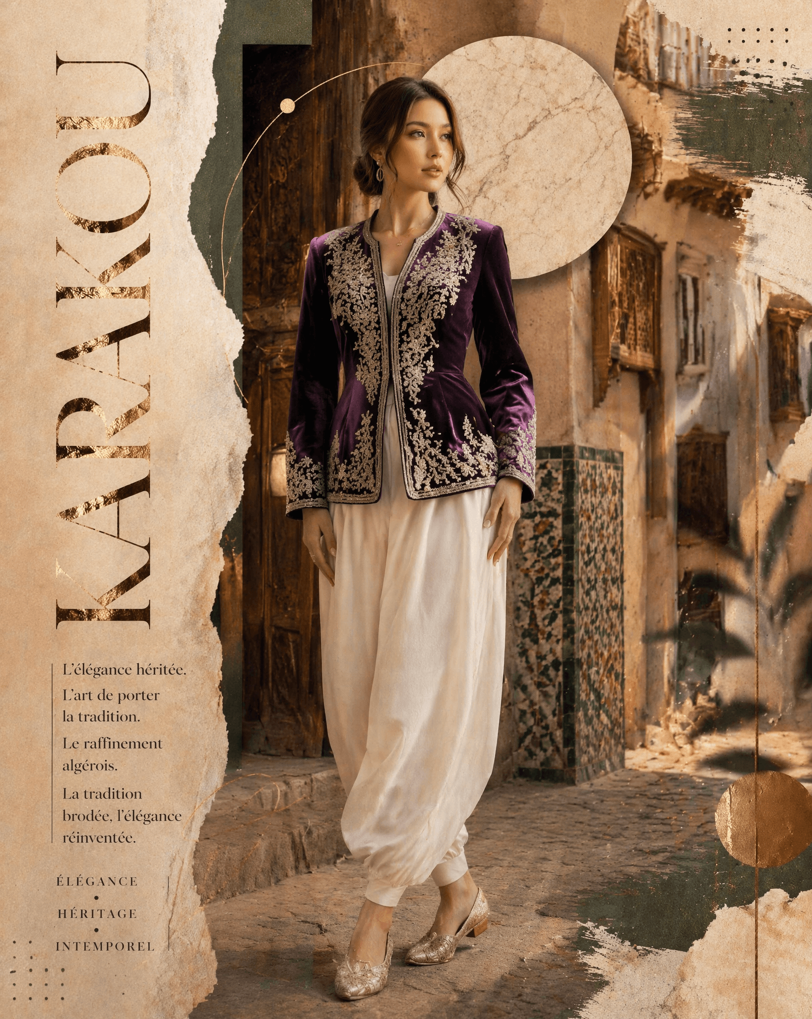 Luxury haute couture editorial fashion poster featuring a co