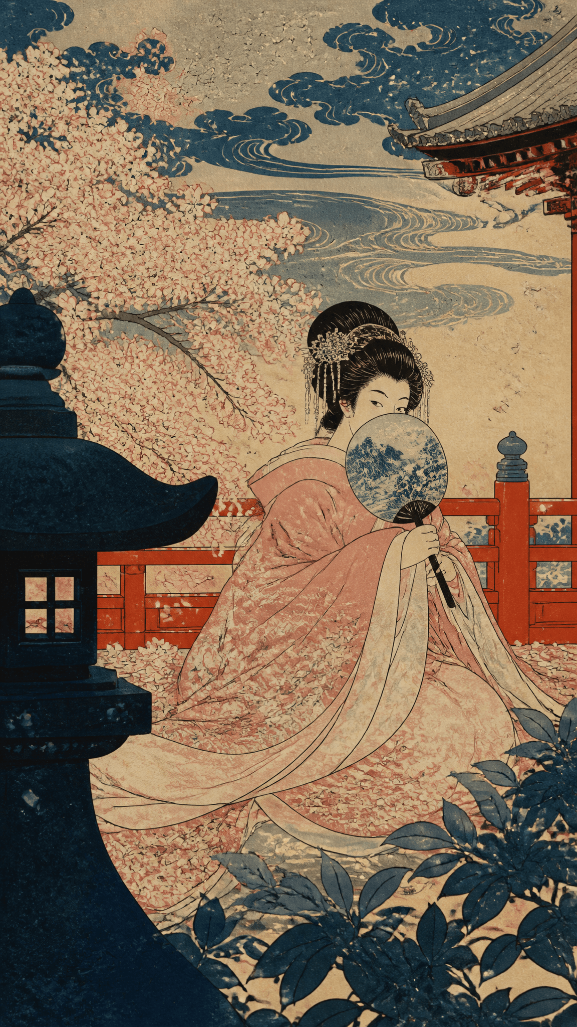 Edo-period Japanese ukiyo-e woodblock print style, in the ma
