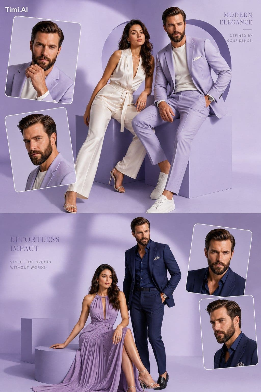 Create a high-end luxury fashion editorial poster using the