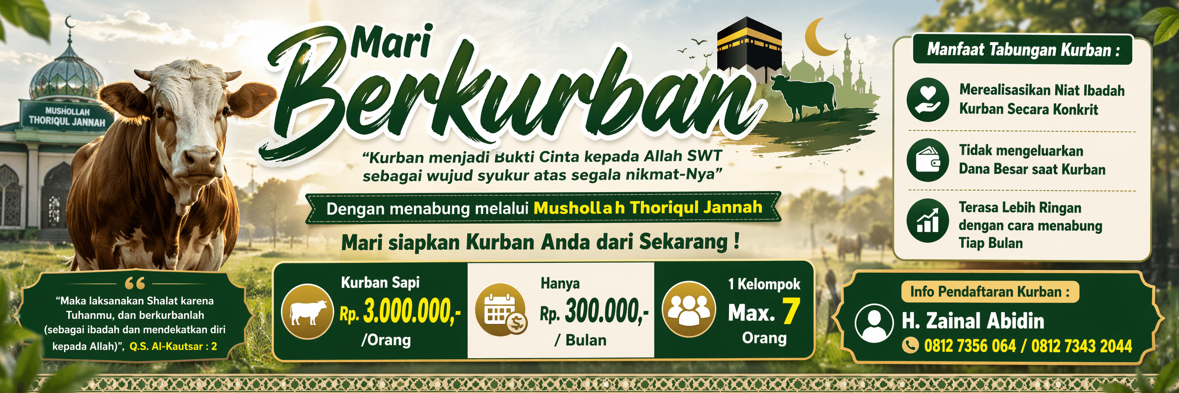 Buatkan Ide Poster Arisan Kurban Sapi dengan Ukuran (2:1) 4K