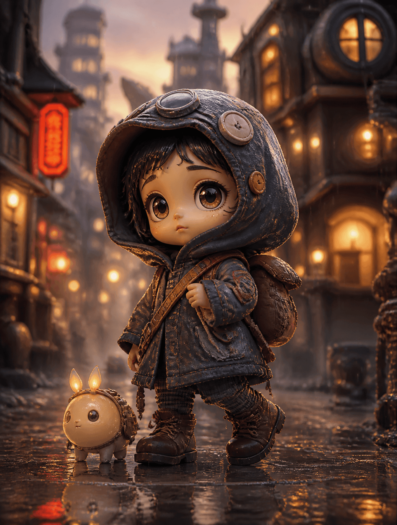adorable tiny child adventurer in a whimsical fantasy world,