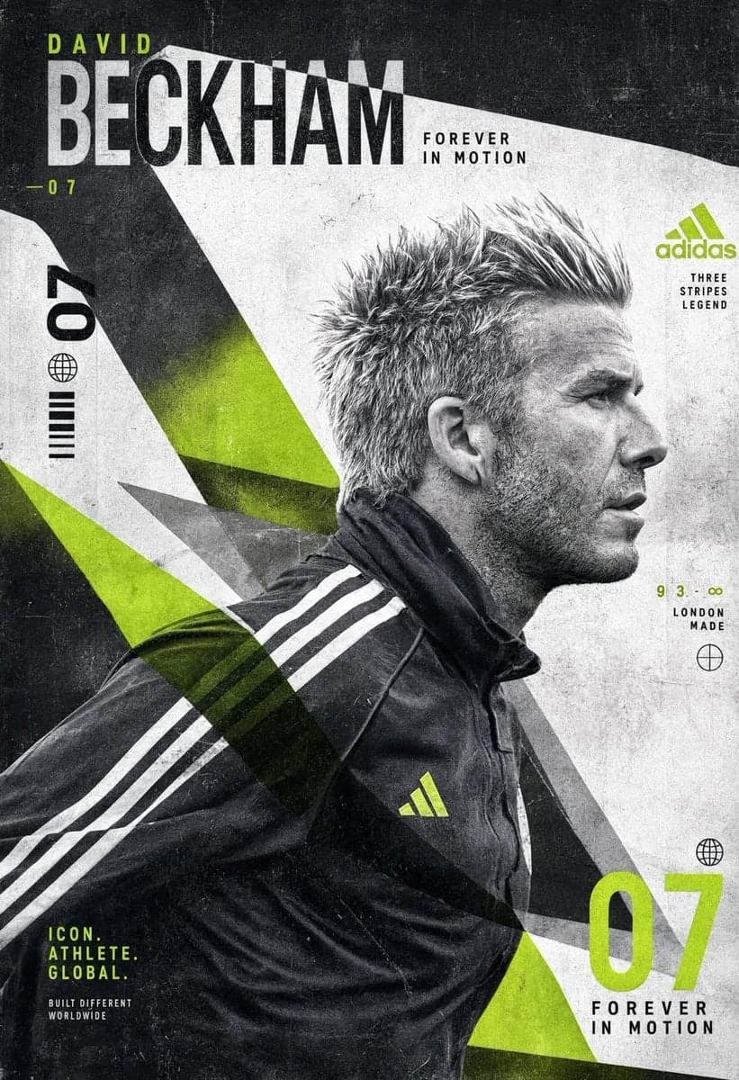 Create an experimental David Beckham poster built around a s