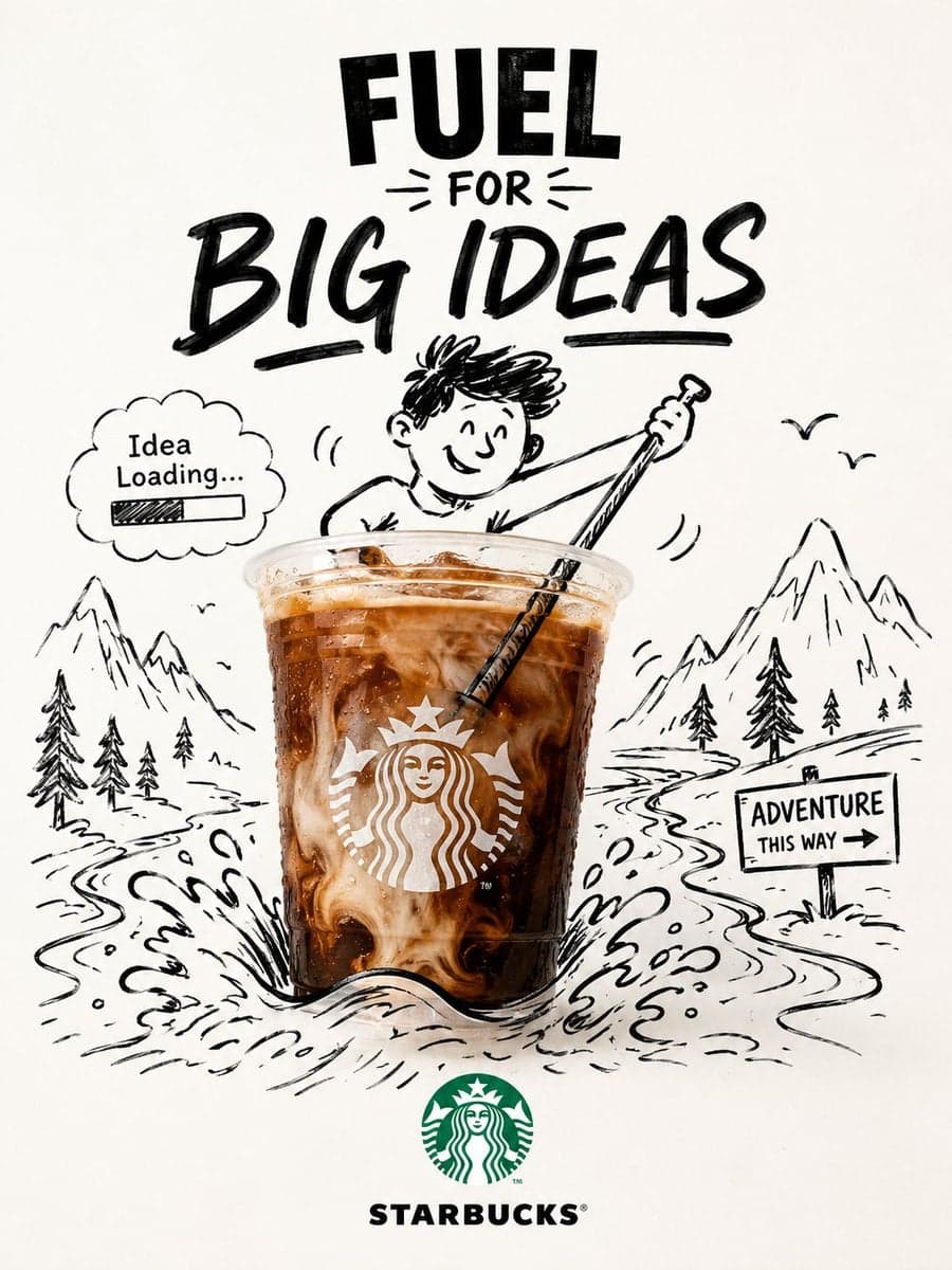Innovative mixed-media brand campaign poster, vertical forma