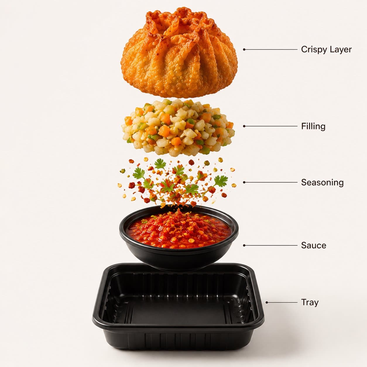 - A premium street-food product photograph of crispy fried m