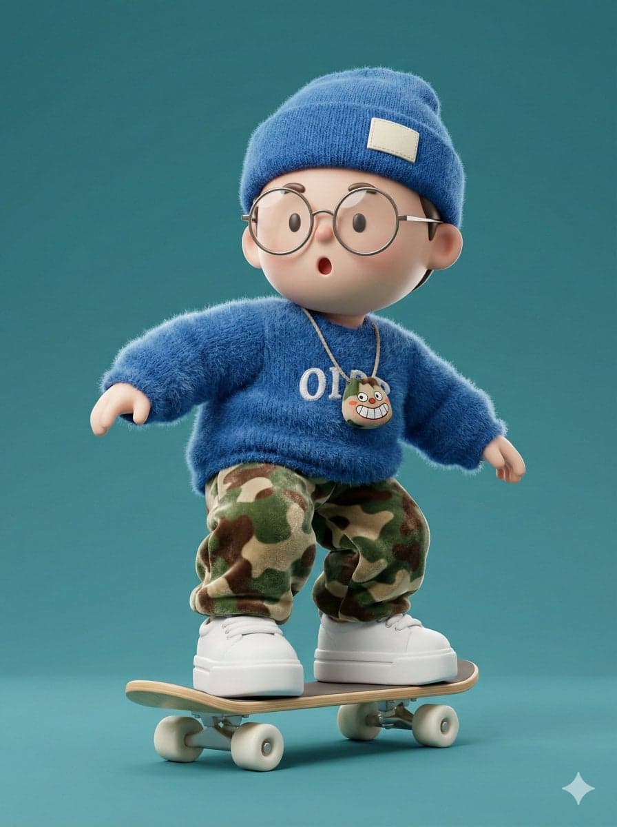 A high-fidelity 3D character render of a cute, stylized boy