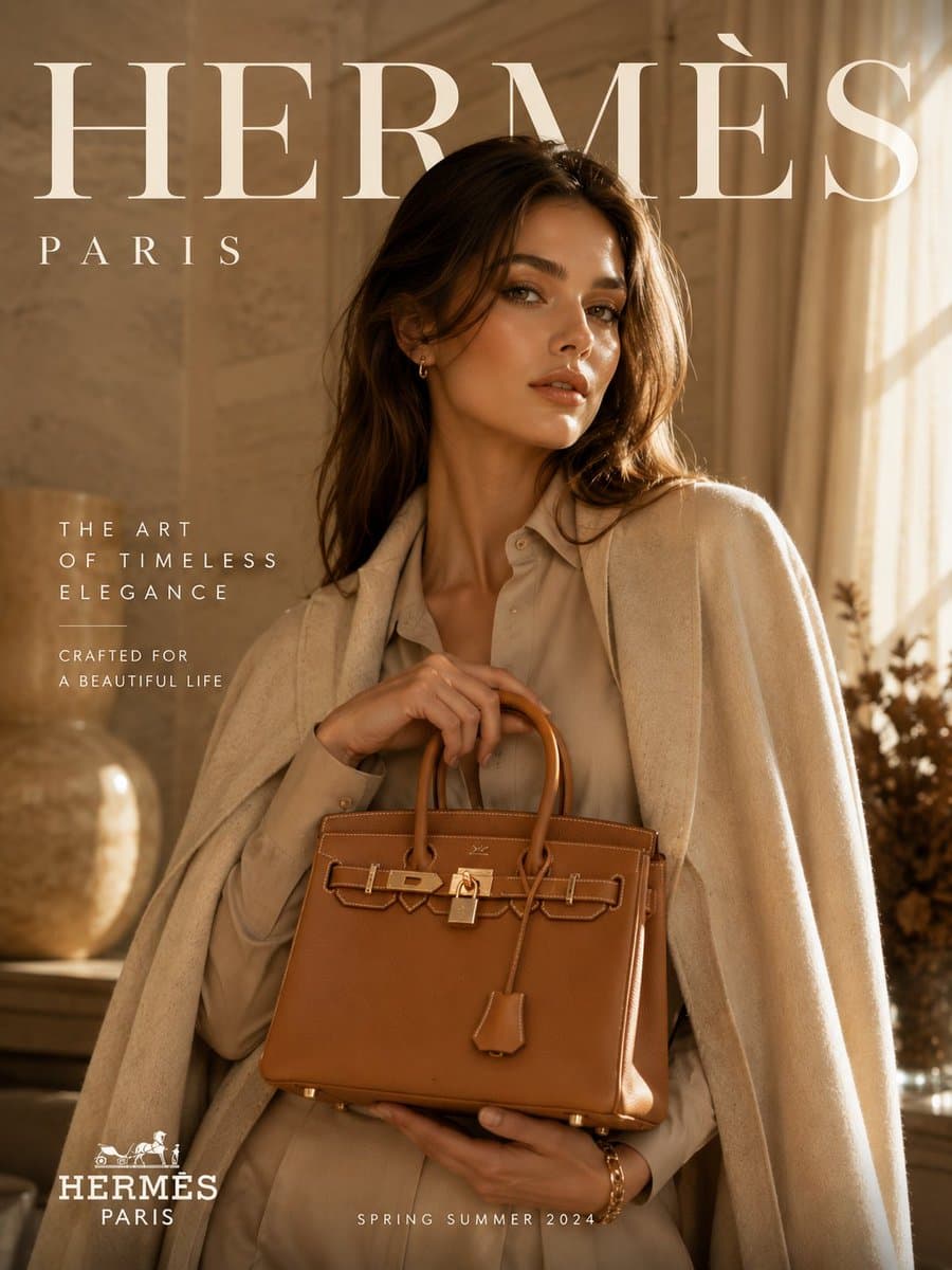 Create an ultra-premium luxury fashion campaign poster inspi