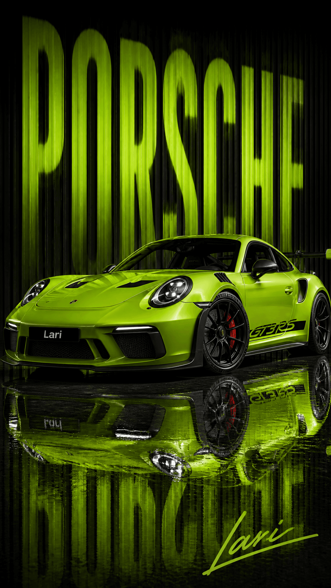 A mixed-media automotive graphic composition centers on a ph