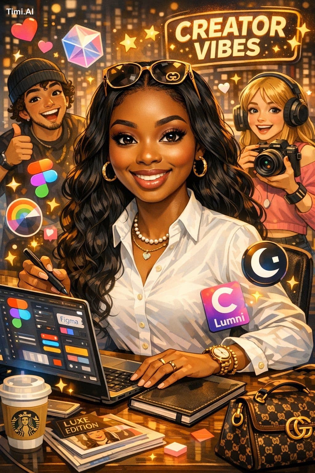 Create a caricature of me and my job based on everything you