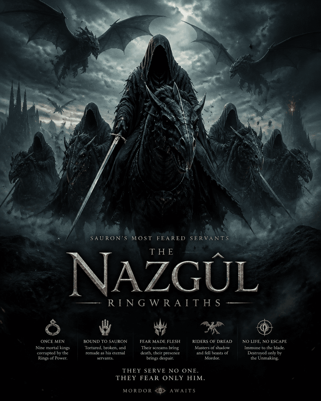 character poster for "The Nazgul, also known as the Ringwra