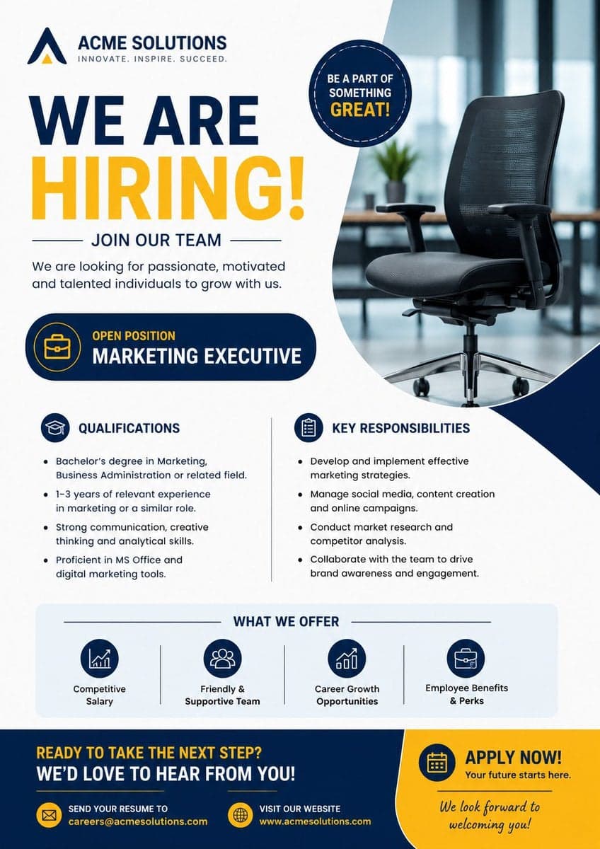 Modern Professional Job Advertisement Poster (A4 Portrait)

